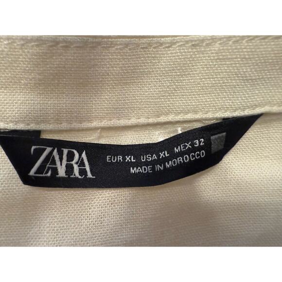 Zara Knotted Linen Blend Shell Sleeves Mini Dress, Cream, Sz: XL, 81-39 - Picture 16 of 16